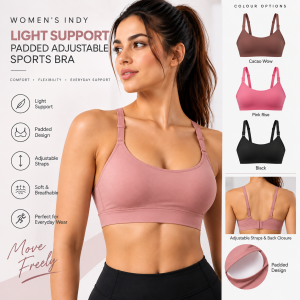 Women's Indy Light Support Padded Adjustable Sports Bra